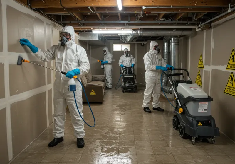 Basement Moisture Removal and Structural Drying process in Woodburn, IN